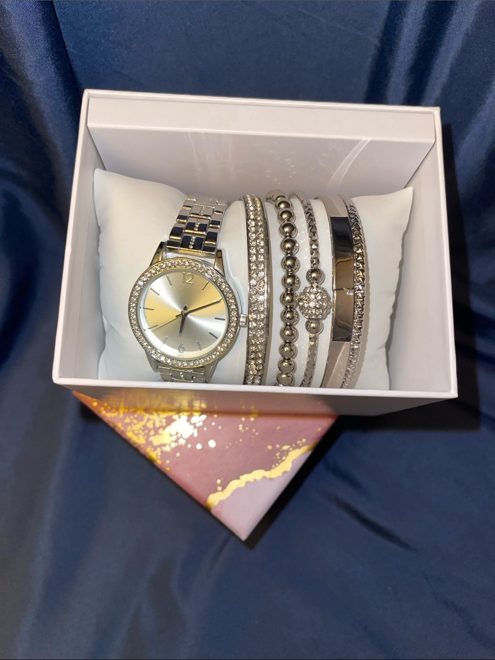 JCPenney Silver Crystal Accent Watch and Bracelet Gift Set